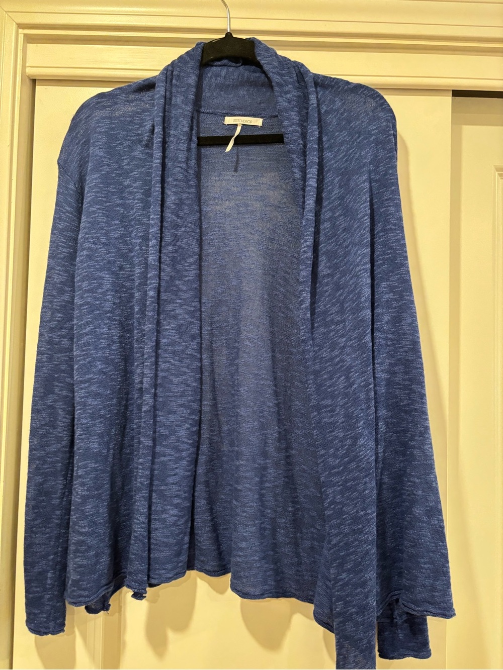 Open-Front Heathered Blue Women's Cardigan Sweater